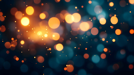 Abstract lens flare with soft golden yellow lights on a dark background, creating a dreamy effect for photography or design. high quality image