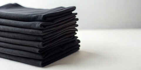 Stack of Black Fabric Folded Neatly, Minimalist Still Life, Textile , fabric , texture
