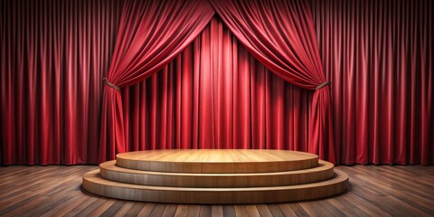 Red Curtains Stage Podium Spotlight Presentation, presentation, stage