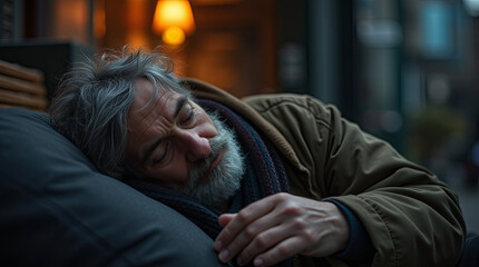 Fototapeta premium Man sleeping on the street