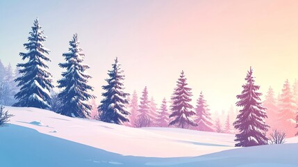 Obraz premium Snowy Forest Landscape: Tranquil Winter Scene with Pine Trees