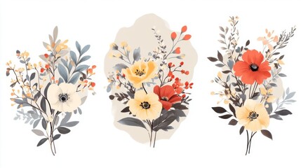 Obraz premium Watercolor Floral Bouquet Illustration - Delicate Flowers in Pastel Colors