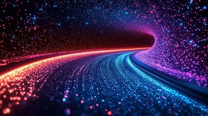 Futuristic Quantum Computing Tunnel Data Stream AI Technology Background