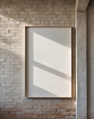 mock up of a large frame on a brick wall.