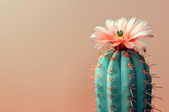 Beautiful cactus flower ,close up pink cactus flower blooming on natural background pink flower of Lobivia cactus bloom in the garden pink background