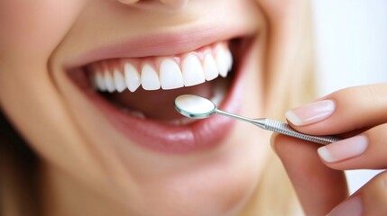 Fototapeta premium Vibrant Smile with Perfectly White Healthy Teeth Against a Pure White&nbsp;Background. A&nbsp;Symbol&nbsp;of Dental Health and Oral Hygiene.