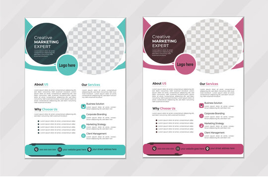 a bundle of 2 templates of different colors a4 flyer template,  creative corporate & business flyer Brochure template  design, IT  flyer is Multipurpos editable  template design .
