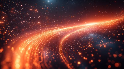 Obraz premium Abstract Orange Light Trail in Dark Space