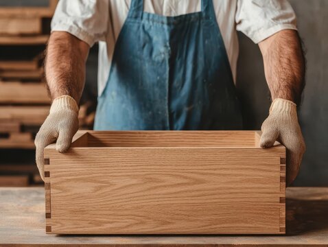 woodwork concept. A craftsman employing a custom-made dovetail jig to achieve flawless joinery in a handcrafted drawer