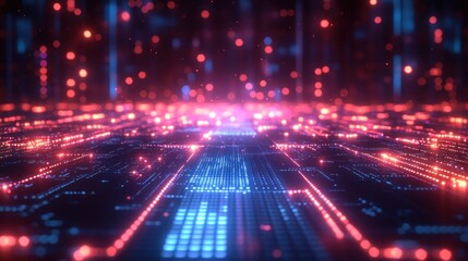 Fototapeta premium Abstract Digital Circuitry with Glowing Lights
