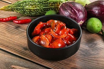 Asian cuisine - prawn in hot garlic sauce