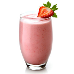 Refreshing strawberry smoothie served in a clear glass with a garnish of fresh strawberry and mint leaf