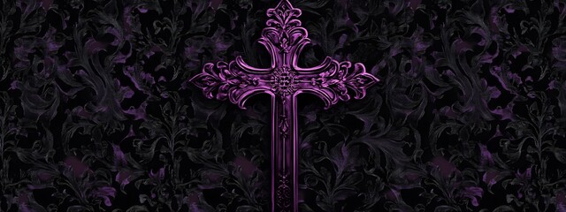 Purple cross wallpaper for mobile phone with the theme of the Bible, background with black and purple colors