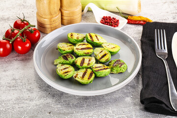 Grilled green brussel sprout cabbage