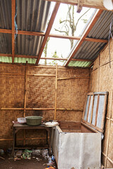 An abandoned street cafe after a volcanic eruption on the popular tourist island of Bali.