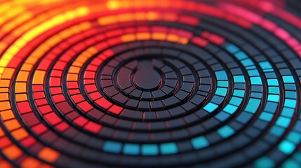 Abstract Colorful Circular Pattern Rotating Cycle Technology Background Data Visualization