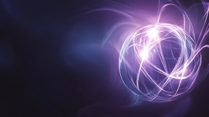 Obraz premium Illuminated Abstract Sphere of Interlocking Light Lines in Blue and Purple Energizing Dark Background
