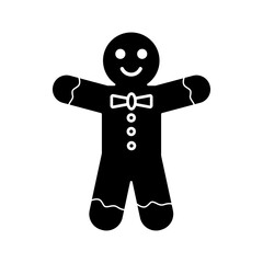 Gingerbread man holiday cookie or biscuit pictogram flat style vector icon for food apps and websites, vector illustration isolated on white