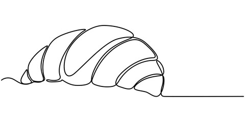 National Croissant Day in one continuous line. One line drawing, minimalism. Vector illustration. Continuous one line drawing of croissant for logo in minimalist style. Hand drawn french pastry line 