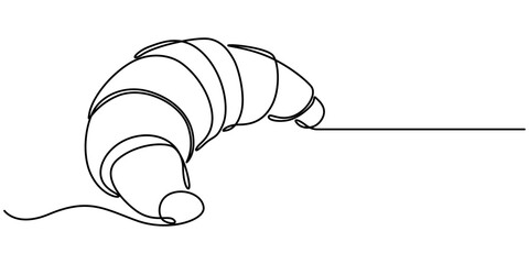 National Croissant Day in one continuous line. One line drawing, minimalism. Vector illustration. Continuous one line drawing of croissant for logo in minimalist style. Hand drawn french pastry line 