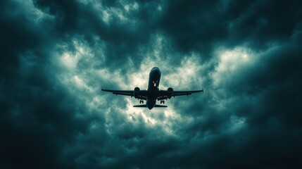 Stormy Skies Airplane Flight Landing Dark Clouds Travel Danger