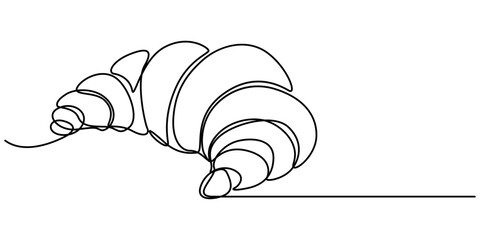 National Croissant Day in one continuous line. One line drawing, minimalism. Vector illustration. Continuous one line drawing of croissant for logo in minimalist style. Hand drawn french pastry line 