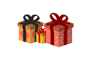 Some gift boxes vector illustration. 3D design isolated on transparent background.