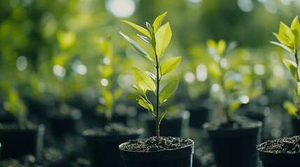 Nursery of young trees ready for planting.