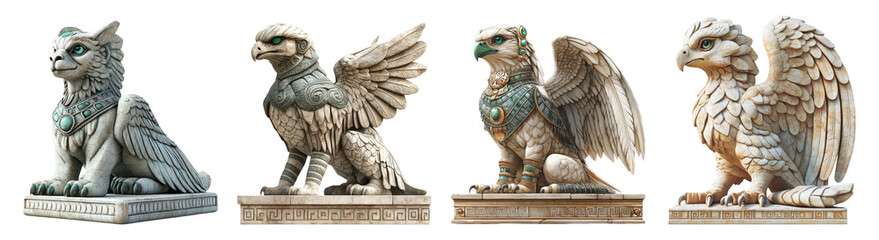 Fantasy Statues on Transparent Background