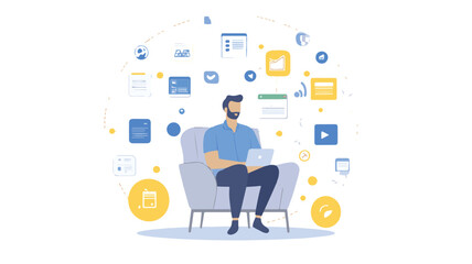 Social Media Marketing: Icons, Graphics, and Virtual Vectors & Illustrations Concepts