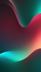 Burgundy, Aqua, Peach, Forest Green vertical Geometric Abstract Design with Neon Glow, Grainy Texture, and Smooth Color Transitions