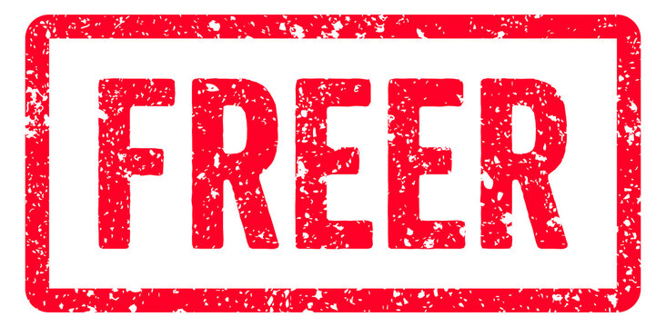 Freer Stamp Transparent Seal, Red Grunge Freer Word Rubber Stamp Seal Text Effect