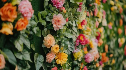 Obraz premium Vibrant Floral Wall Decor Roses, Dahlias, and Blossoms