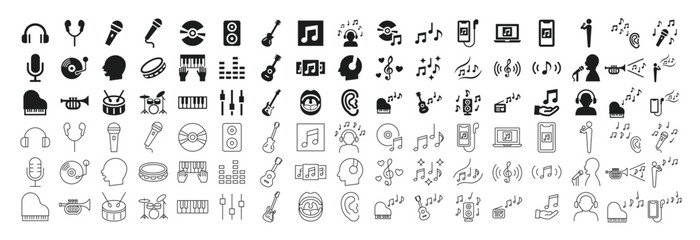 Icon set related to music and songs