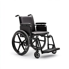Fototapeta premium Detailed Black Wheelchair on Isolated White Background