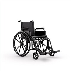 Fototapeta premium A Black Wheelchair with Modern Industrial Design Isolated on a White Background