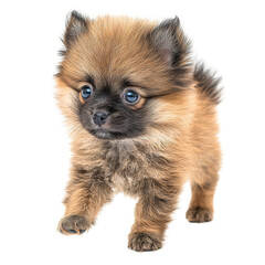 Obraz premium Pomeranian puppy standing on white background