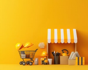 Marketplace seller tools, inventory management, 3D illustration