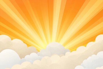 Fototapeta premium Beautiful Golden Hour Sky with Sunrays Piercing Through Clouds, Creating a Serene and Vibrant Atmosphere of Warmth and Hope in the Early Morning Light