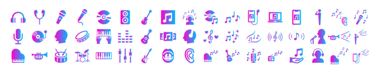 Icon set related to music and songs