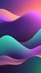 Deep Purple, Sage Green, Salmon, Sky Blue vertical Geometric Abstract Design with Neon Glow, Grainy Texture, and Smooth Color Transitions