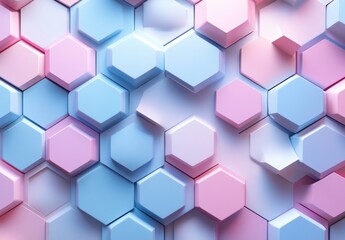 Abstract Geometric Pattern of Hexagonal Shapes in Soft Pastel Colors Against a Subtle Light Background for Creative and Modern Design Projects