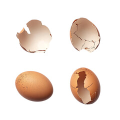 Cracked eggshell isolated transparent background