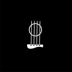 Guitar icon simple sign on black background.