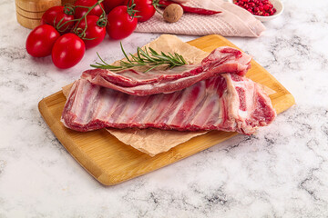 Raw lamb ribs rack for cooking