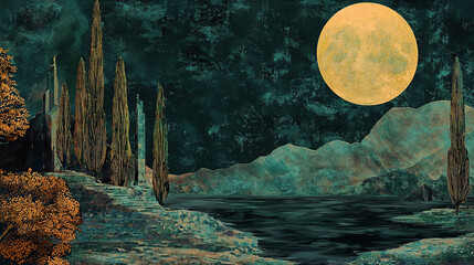 the cuntry, generative ai, landscape, architecture, curtoone, chasny house, background, art nouveau, city, skyline, skyscraper, building, water, lake, nature, autumn, river, sky, tree, reflection,