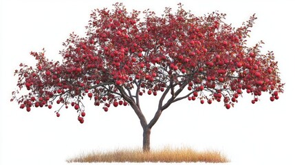 Autumn Apple Tree with Ripe Red Fruits