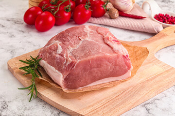 Raw pork meat piece for cooking