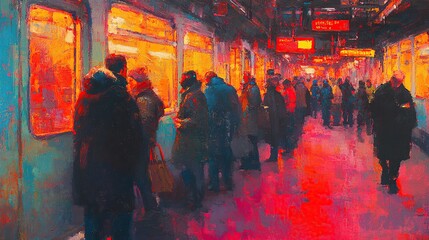 Subway Station at Dusk: A Vibrant Impression