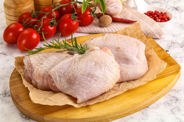 Raw chicken thighs for cooking